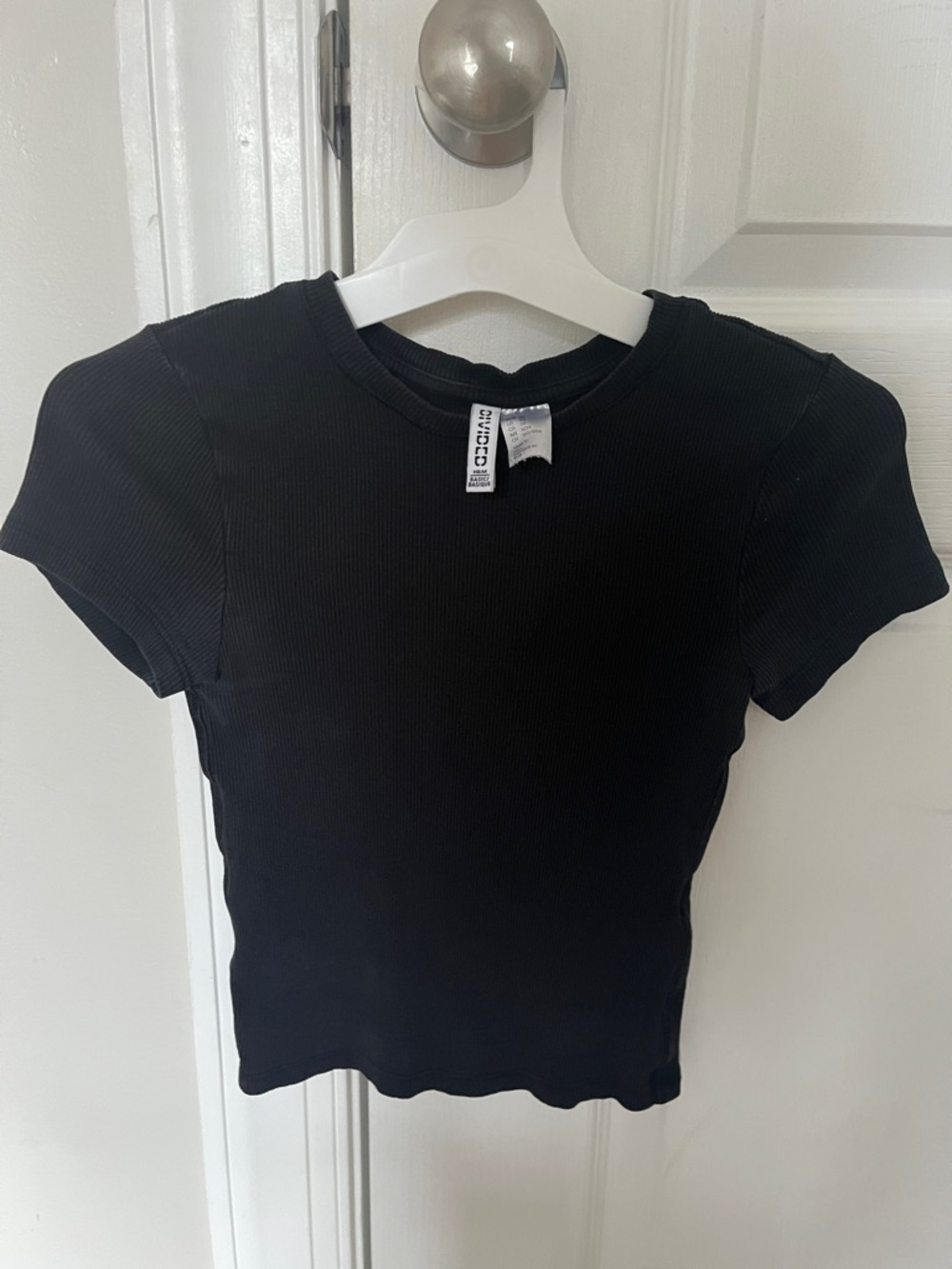 H&M Black Ribbed Short Sleeve Tee